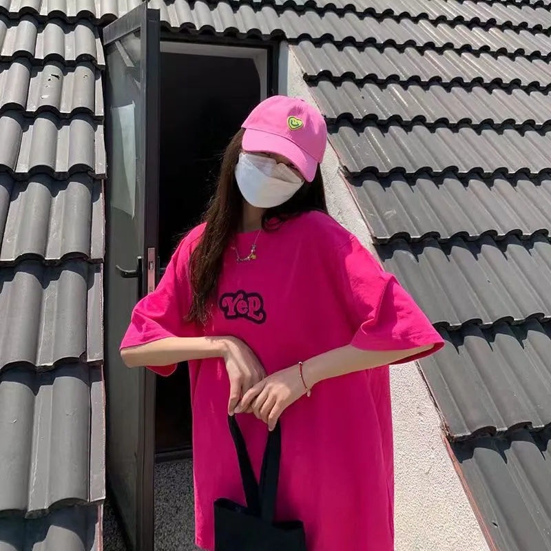 Jiashucheng Áo Thun Nữ Ngắn Tay Cổ Tròn In Hình Trái Tim Phong Cách Preppy Retro