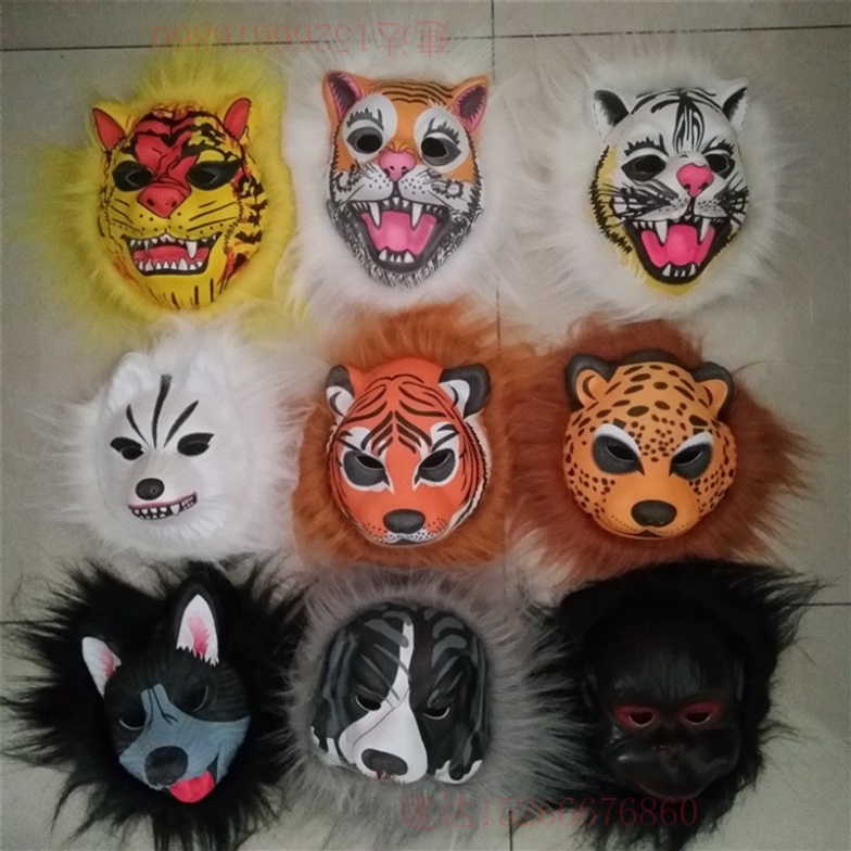 Đồ chơi mặt nạ hóa trang halloween hình thú nhiều con vật hổ chó khỉ gà sói cáo chuột cho bé
