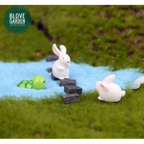 Phụ kiện Tiểu cảnh - Thỏ trắng dễ thương Bằng Nhựa, Làm Tiểu Cảnh - trang trí terrarium / decord mô hình