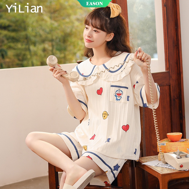 Bộ Đồ Ngủ Tay Ngắn In Hình Doraemon Dễ Thương Dành Cho Nữ WT331