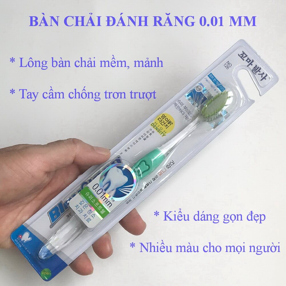 Bàn chải răng 0.01 mm mềm mại, không gây hại lợi nướu, lông nhỏ dễ dàng làm sạch khe răng, nhiều màu-Tiện Ích Vượt Trội