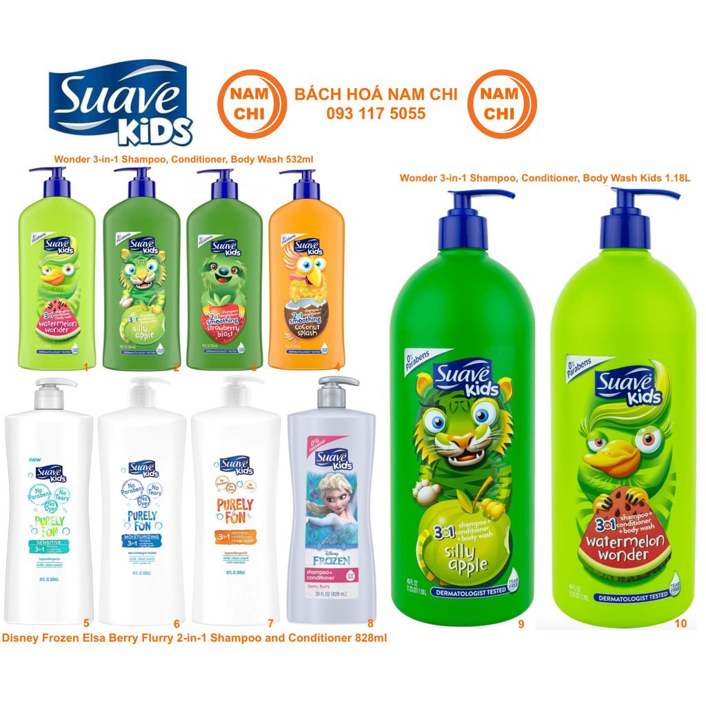 [Mẫu Mới Nhất] Sữa Tắm Gội Xả Suave Kids 3in1 2in1 Tổng Hợp Các Size (Hàng Chuẩn Mỹ)