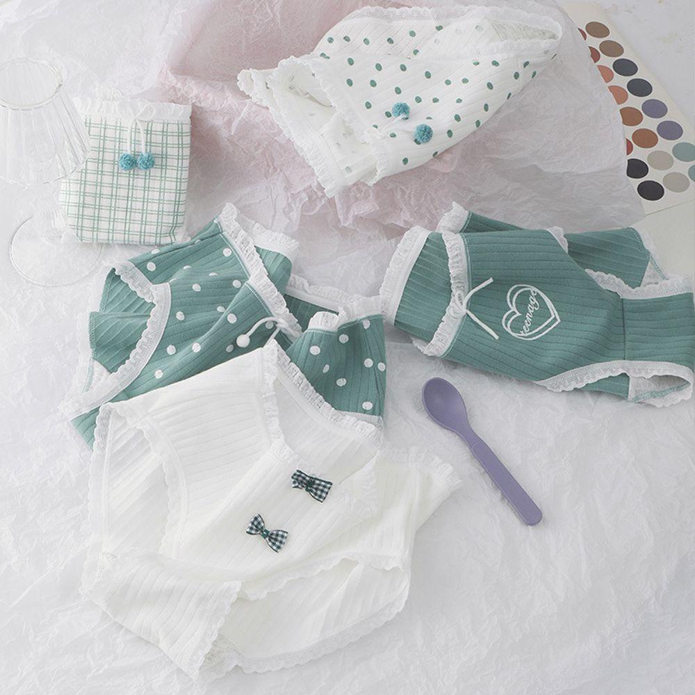 OCEANMAP Quần Lót Cotton Phối Ren Hoa Thiết Kế Thoải Mái Cho Phái Nữ