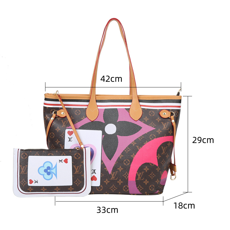 2021 Louis Vuitton Thời trang mới LV Leather Poker Design Travel Casual Women Tote bag Túi xách Túi đeo vai