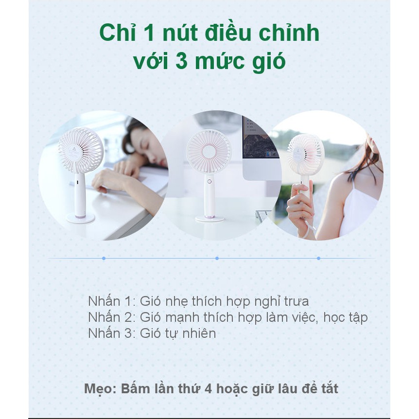 Quạt sạc tích điện mini cầm tay hoăc để bàn cổng sạc USB type C 2500mAh UGREEN LP149 50724 | BigBuy360 - bigbuy360.vn