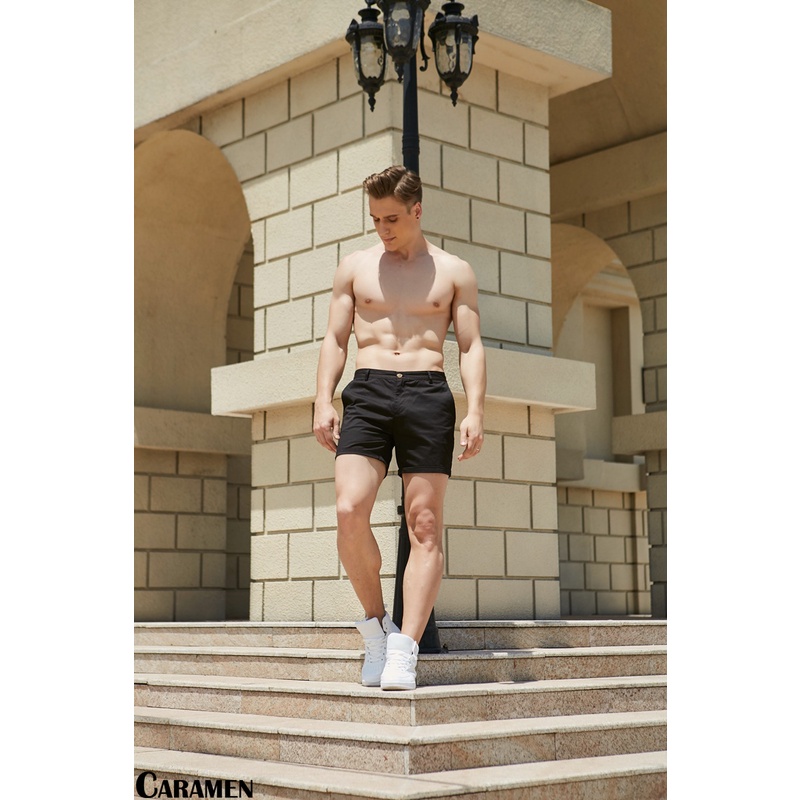 Quần Short Kaki Nam CARAMEN vải Mềm Mịn, Khóa Kéo, Phong Cách Trẻ Trung