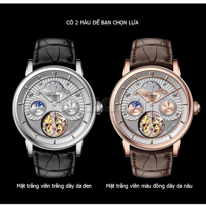 Đồng hồ cơ nam Tourbillon 6 kim Binger BG94