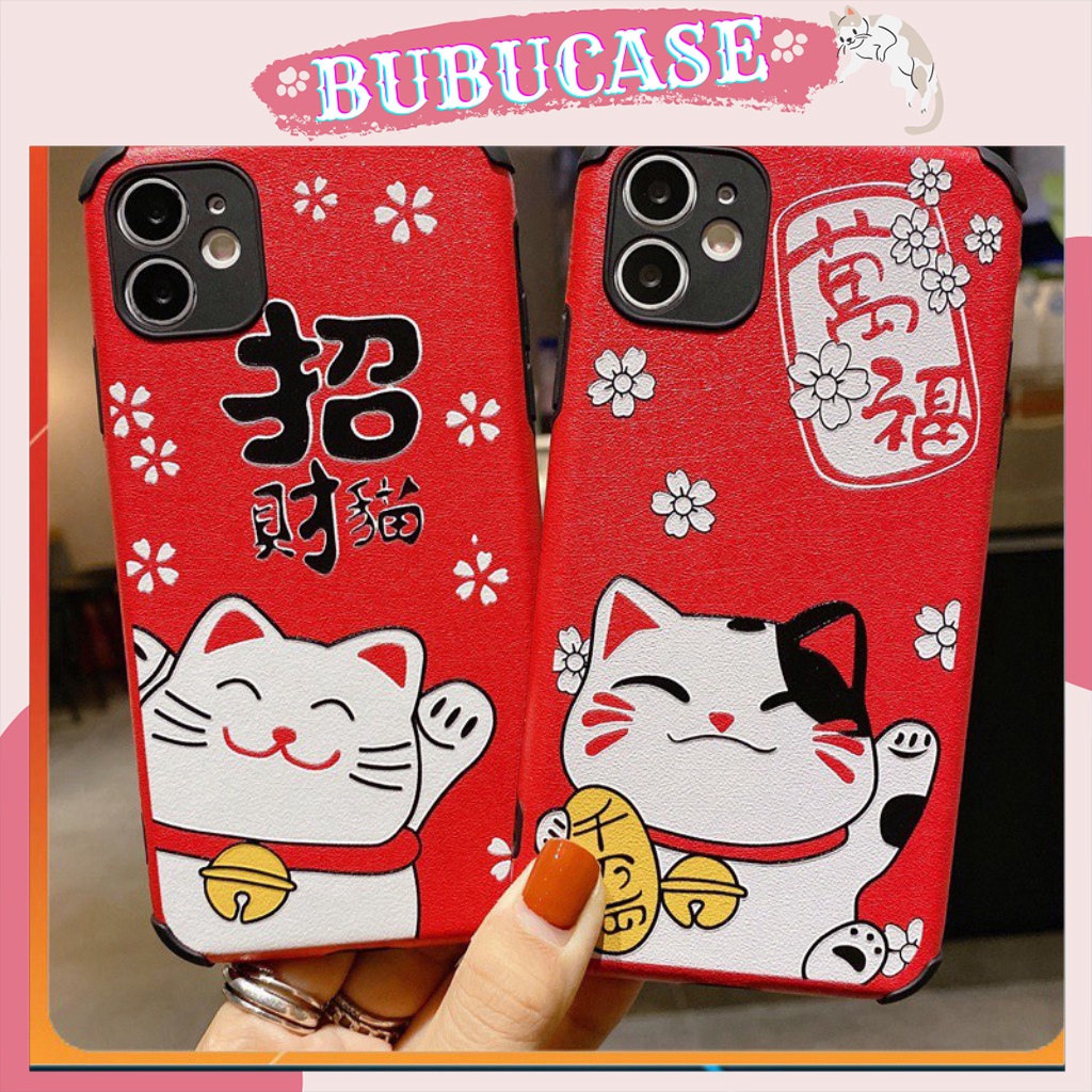 Ốp lưng Iphone cho 12/12mini/ 12pro/12promax - Họa tiết mèo thần tài màu đỏ mang lại mai mắn mang tài lộc