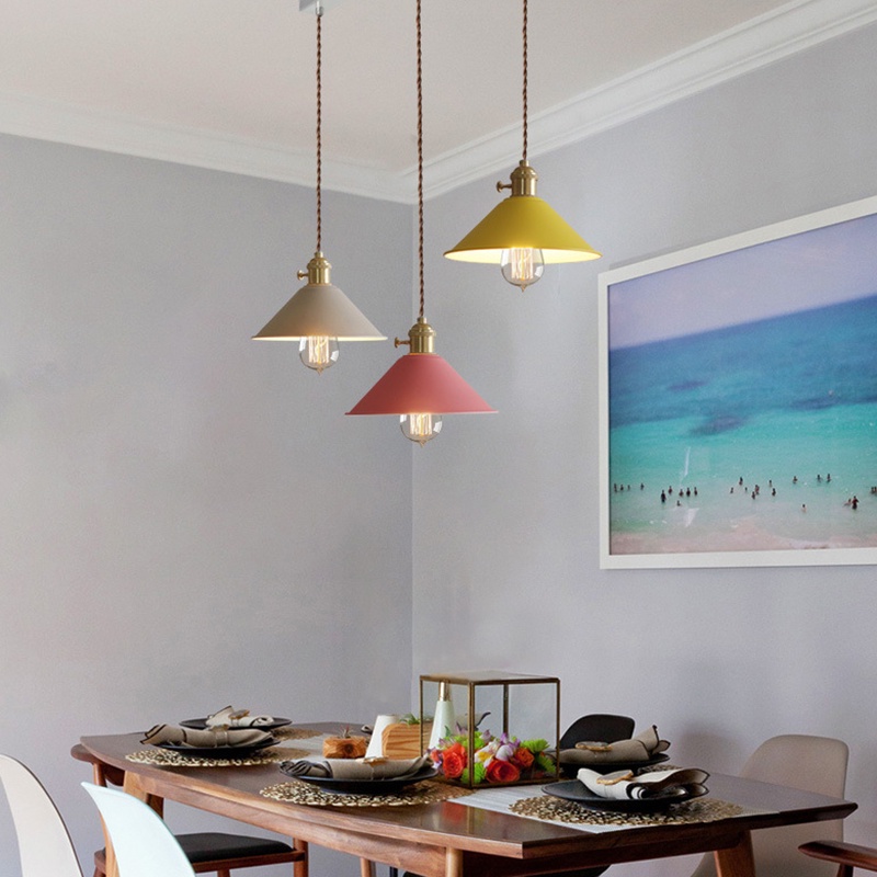 Đèn LED Treo Trần Nhà E27 Màu Macaron Phong Cách Bắc Âu Đơn Giản