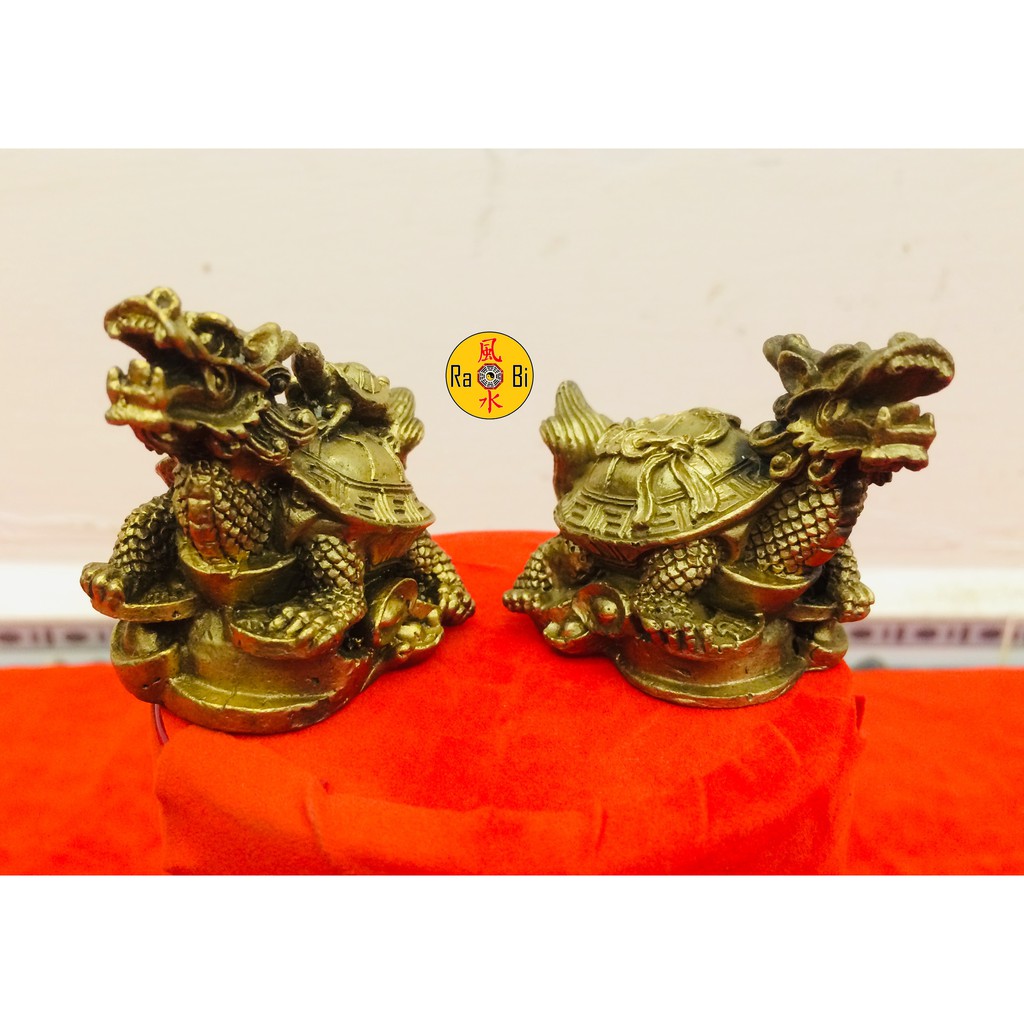 Cặp Long Quy Đồng Vàng Mini - Tượng Đồng Phong Thủy