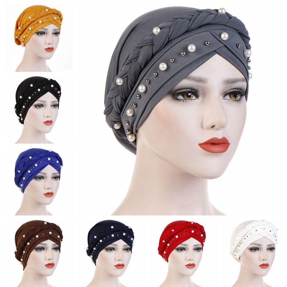 Khăn Trùm Đầu Turban Co Giãn Màu Trơn Cho Phụ Nữ Hồi Giáo