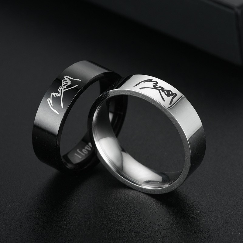 Nhẫn Đôi Khắc Chữ I Love You Bằng Thép Không Gỉ