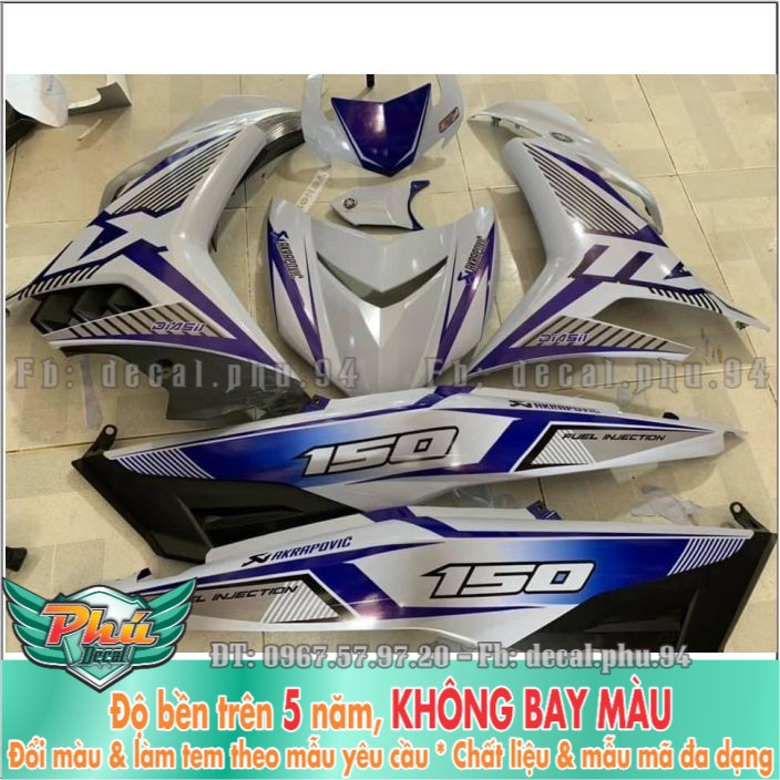 Tem rời Exciter 150 Mx trắng xanh (X) -1