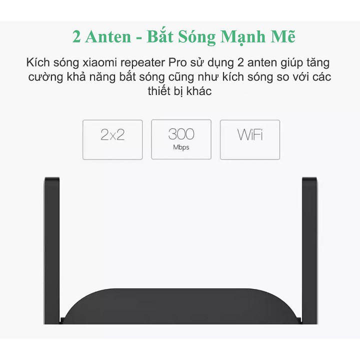 Kích sóng Xiaomi Mi Wifi Repeater Pro phiên bản mới 300 Mbps New 2020