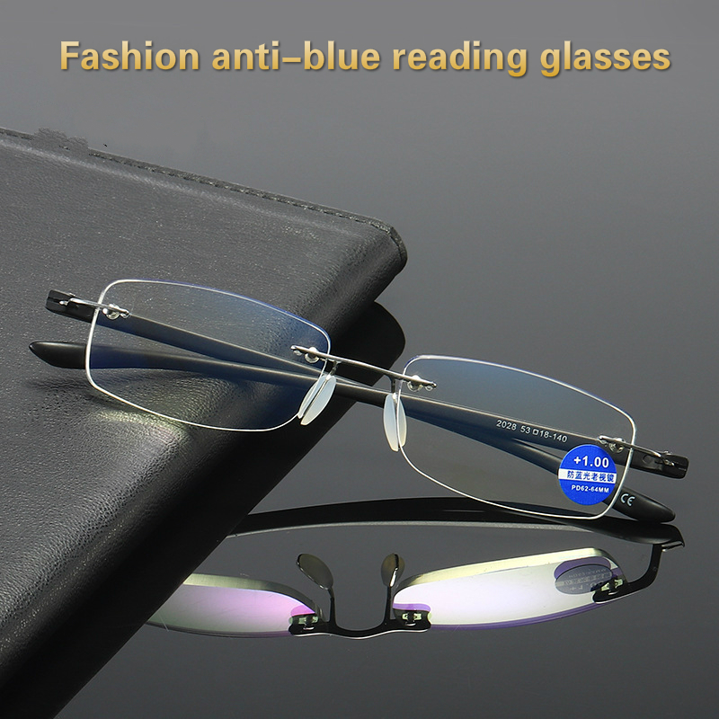 Công nghệ mới của kính đọc sách độ nét cao chống ánh sáng xanh không có khung mà không cần hàn kính đọc sách siêu nhẹ+1.00,+1.50,+2.00,+2.50,+3.00,+3.50,+4.00