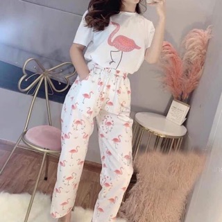 Bộ thú hoạt hình mặc nhà quần dài áo ngắn tay