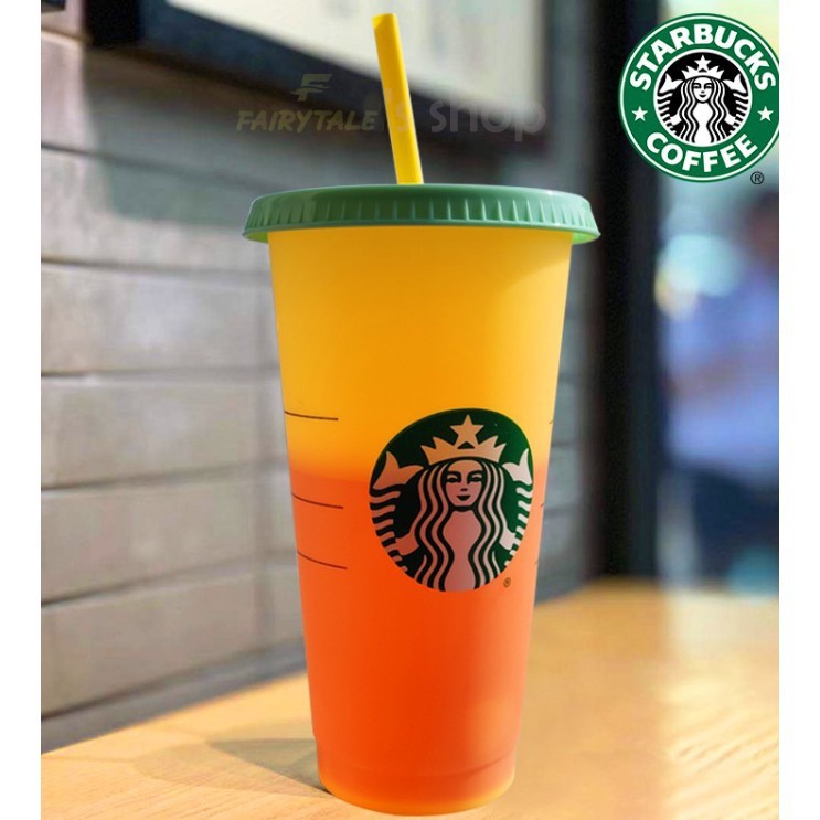 Cốc uống nước Starbucks đổi màu có thể tái sử dụng uống nước lạnh