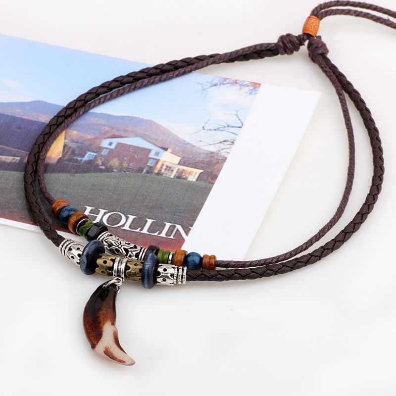 Vòng cổ mặt răng sói phong cách Bohemian
