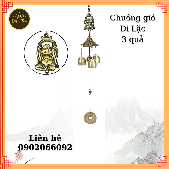 Chuông gió thanh kim loại 6 quả, 3 quả hoá giải năng lượng xấu - Hợp kim đồng