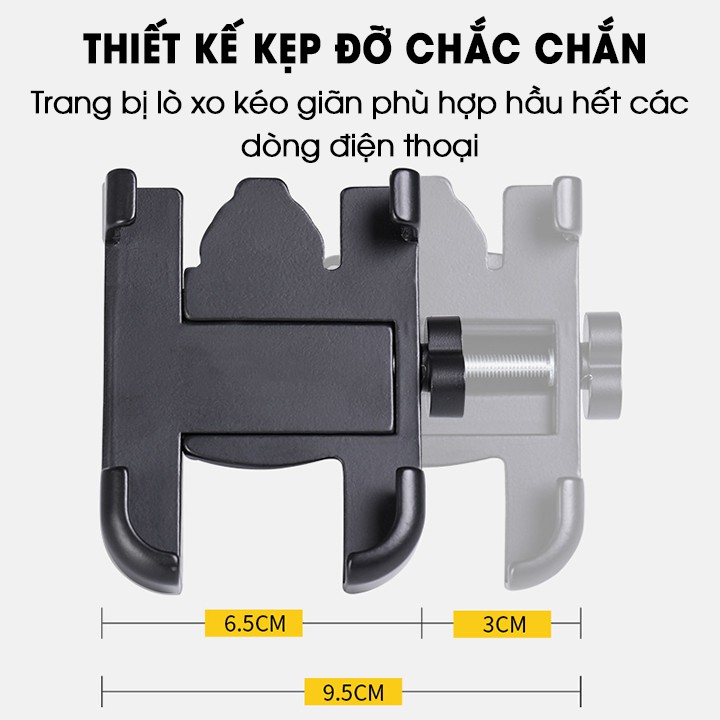 Giá đỡ điện thoại - Kẹp điện thoại gắn xe máy inox C2 chống rung, chống cướp cực chắc chắn