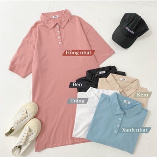 Đầm thun váy nữ dáng suông bigsize polo trơn dài đi học form rộng VM Shop 21VD10T370501