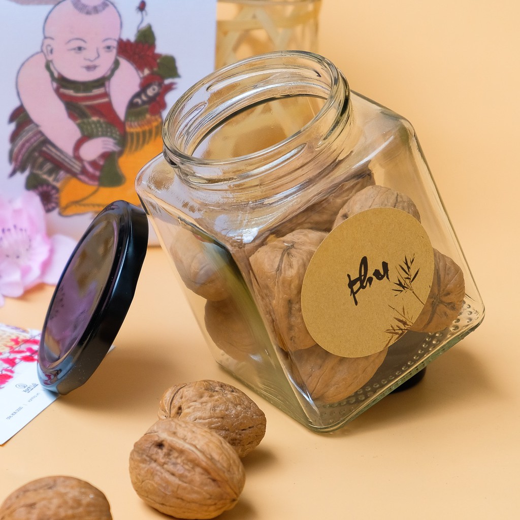 Hũ vuông thuỷ tinh 500ml đựng hạt