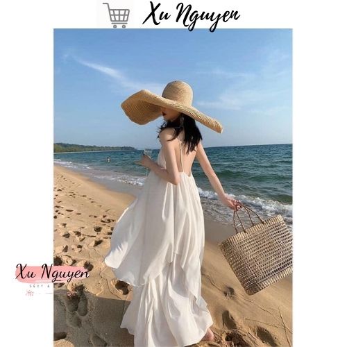 Maxi đi biển hai tầng hở lưng ♥️ Váy maxi sang chảnh quyến rũ kèm video va hình ảnh khách mặc