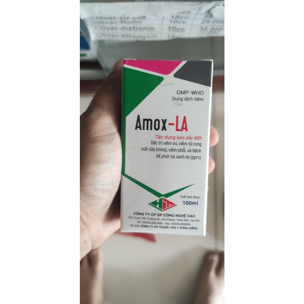 [ĐT] Sống Hồng Amox-LA 100ml dạng lục sữa chỉ dùng trong thú y