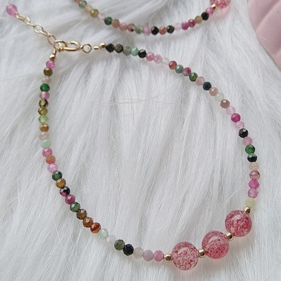Lắc Chân KWTON L Tourmaline | Đá Wangfu Tự Nhiên 100% Màu Sắc Tự Nhiên Dùng Làm Trang Sức