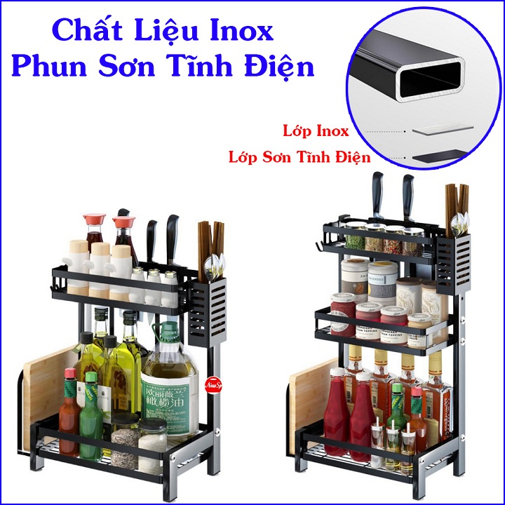 Kệ Đựng Gia Vị Thông Minh Cao Cấp Đầy Đủ Kích Thước 2 Tầng, 3Tầng