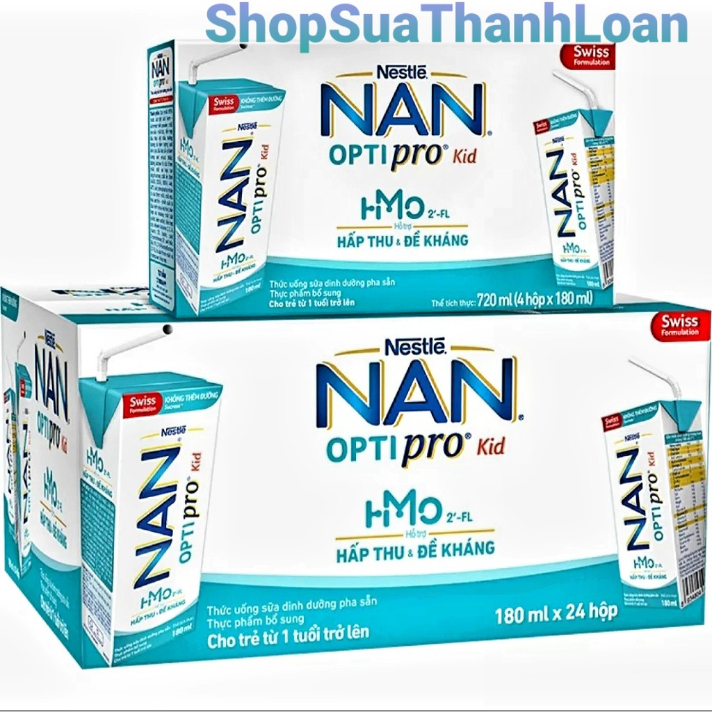 [HSD T8-2022] Thùng 24 Hộp Sữa Dinh Dưỡng Pha Sẵn NESTLE NAN OPTIPRO Kid 180ml