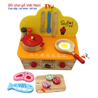 Đồ chơi nhập vai đầu bếp cùng bé | Bếp xinh cho bé bằng gỗ Việt Nam