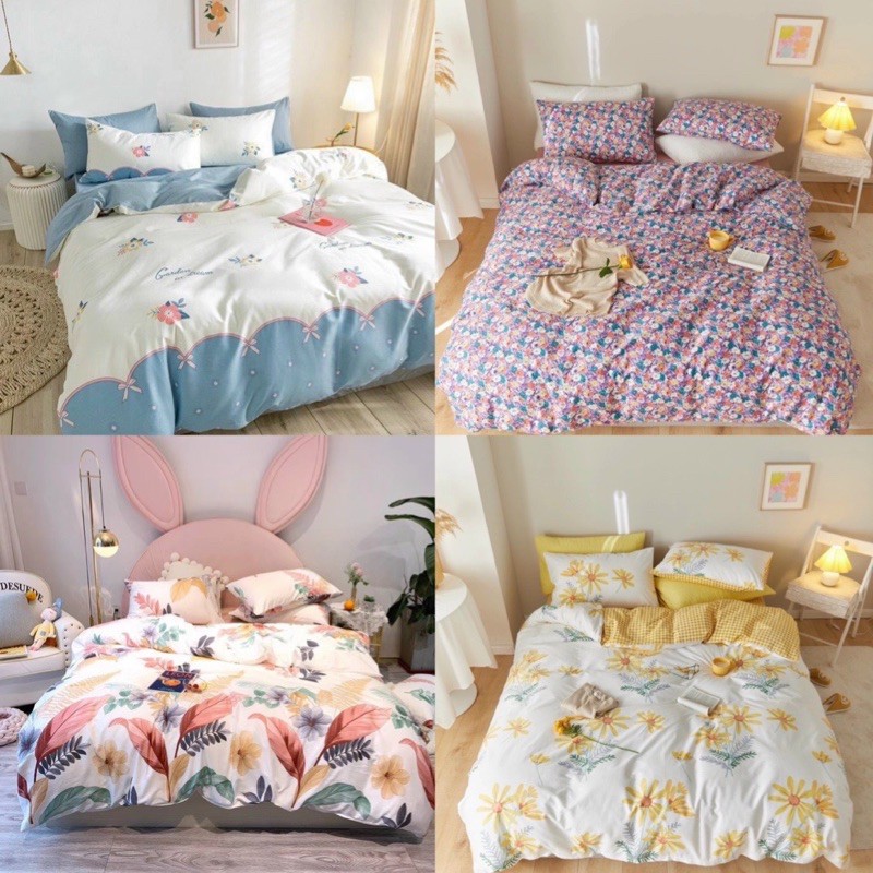 Set chăn ga cotton living hoa lá hot nhất năm.