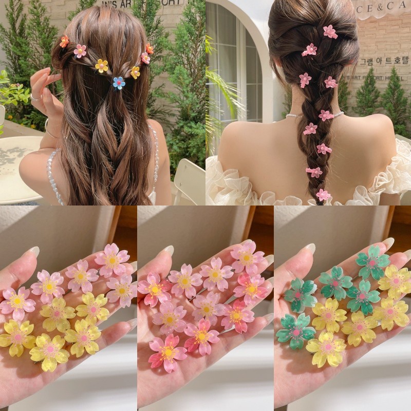Bộ Kẹp Tóc Hình Hoa Dễ Thương Ngọt Ngào Phong Cách Hàn Quốc Cho Nữ