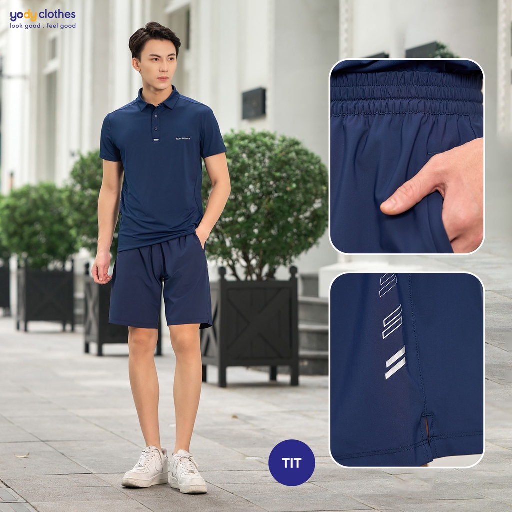 [SALE 30%] Quần short nam thể thao YODY họa tiết sườn thấm hút tốt thông thoáng năng động SQM5033