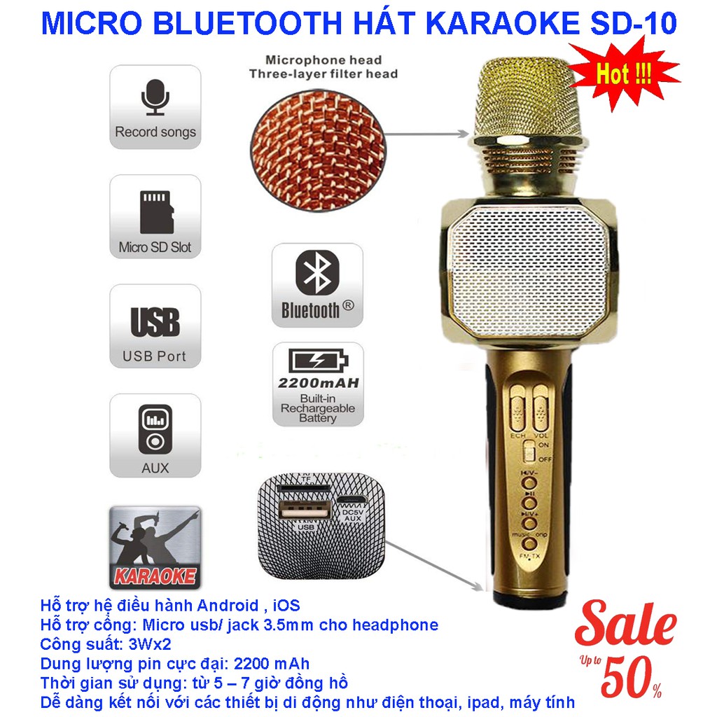 Siêu phẩm SD10: Micro kiêm loa bluetooth không dây- phòng karaoke thu nhỏ cho mọi nhà siêu chuẩn