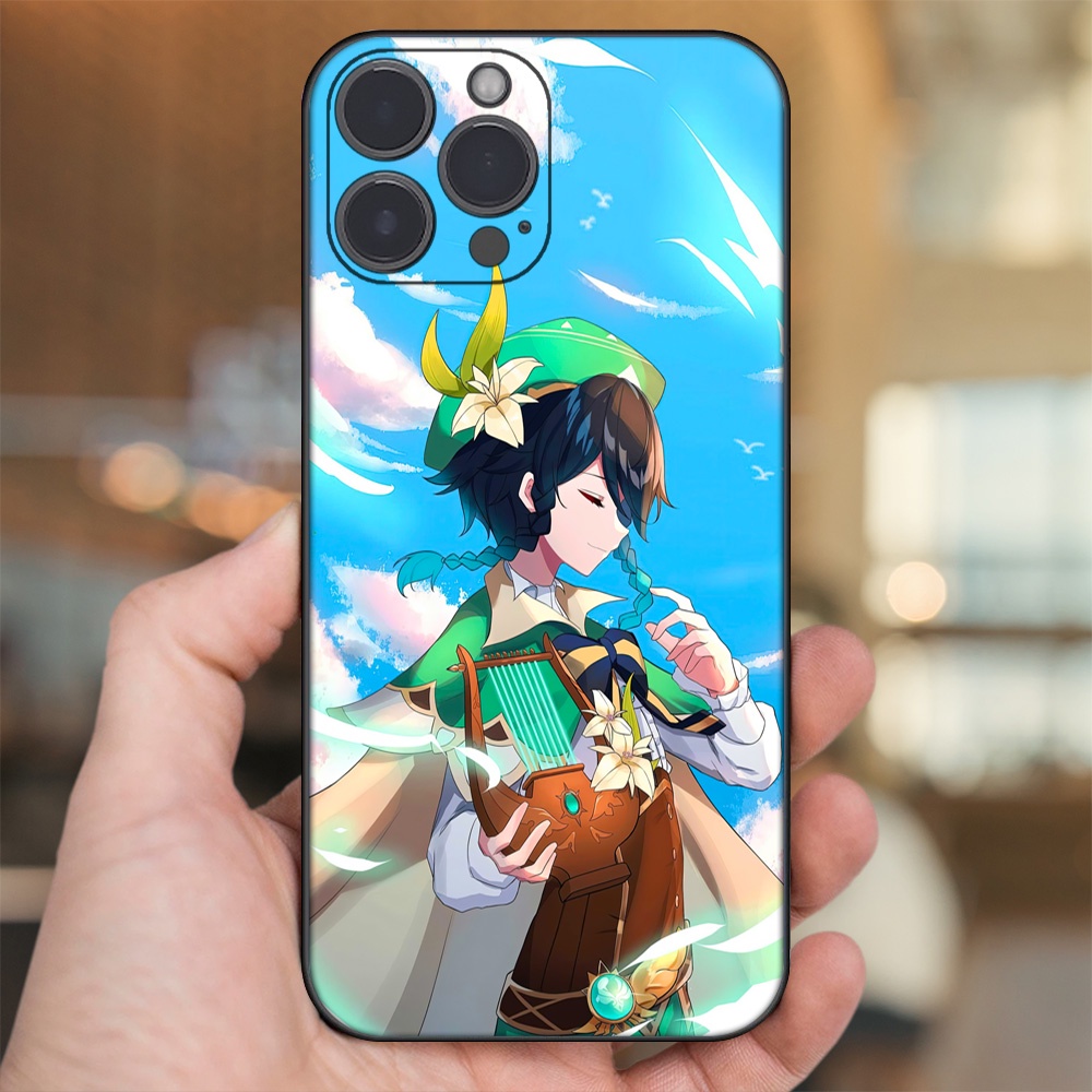 Ốp lưng iPhone 13 Pro Max dẻo đen cạnh vuông in hình Venti Genshin Impact