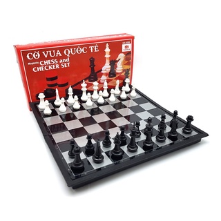 Cờ vua nam châm quốc tế cao cấp bàn cờ vua nhựa / màu gỗ