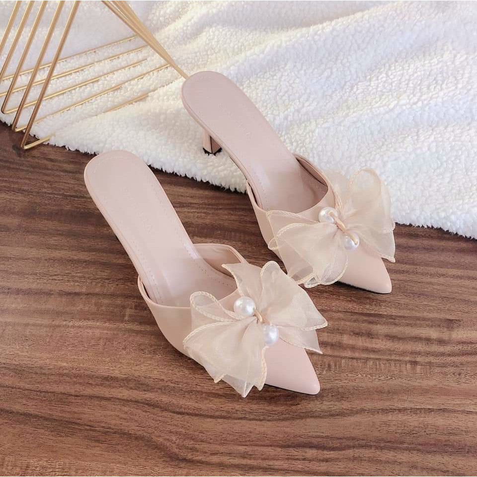 Giày cao gót sục nơ cao 5cm size 35 đến size 39