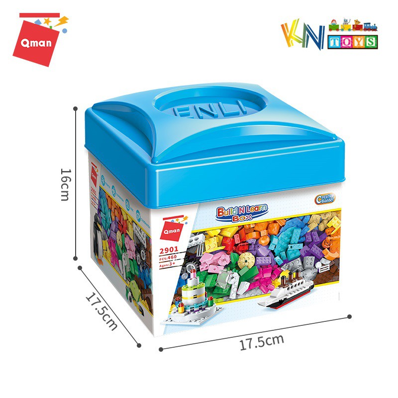 Đồ chơi lắp ráp, xếp hình Qman 2901 - Hộp gạch sáng tạo cơ bản (460 mảnh ghép)