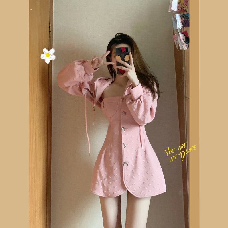 Set Đồ Hai Món Màu Hồng Nhỏ Nhắn Thời Trang Mùa Thu 2022 Dành Cho Bạn Nữ Tuổi