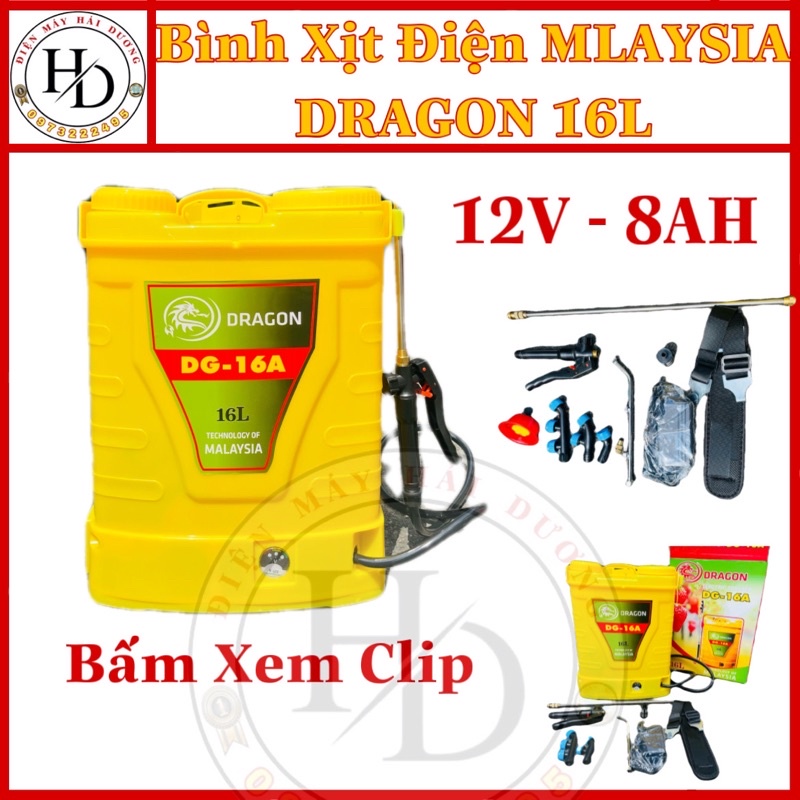 Bình xịt điện 16 Lít 12V-8AH.DRAGON.Thương Hiệu MALAYSIA.Bảo Hành 6T.Lỗi 1 Đổi 1