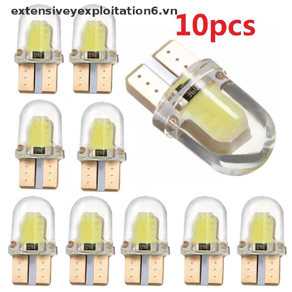 Set 10 đèn led LED T10 194 W5W COB silicone cho xe ô tô E6VN