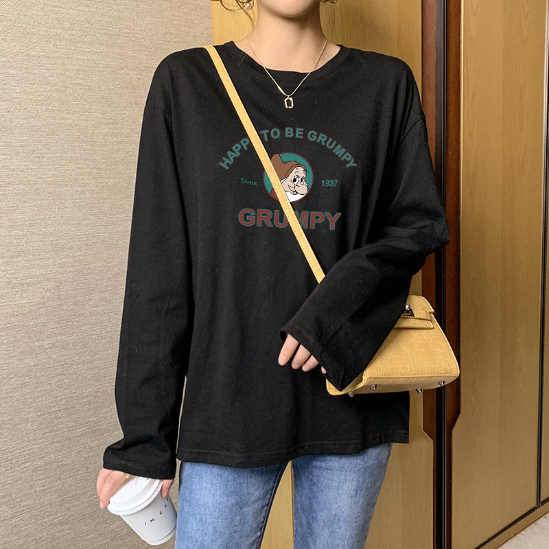 NRVP Áo Thun Nữ Tay Dài 100% Cotton Thời Trang Hàn Quốc