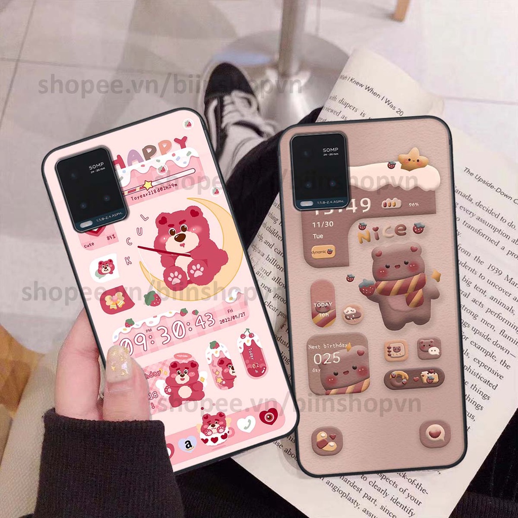Ốp Vivo Y21 / Y21s / Y33s / T1x in 3D icon gấu nổi siêu xinh, siêu đáng yêu, cá tính phong cách