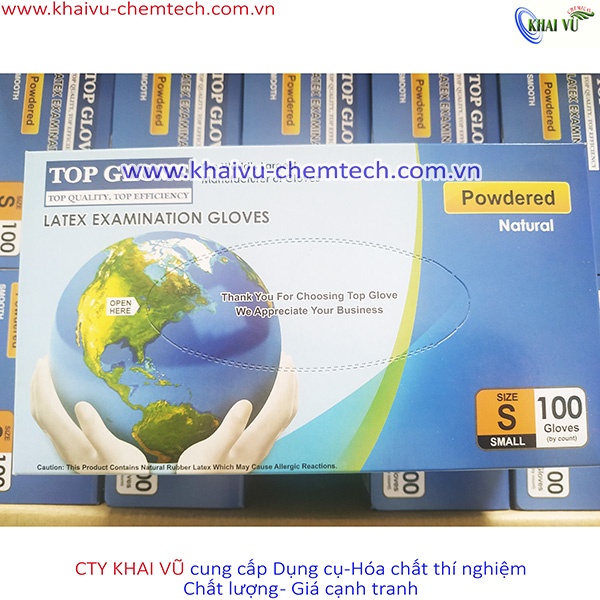 [Hãng Topglove-Malaysia] Găng tay y tế  có bột size S, M, L - Hộp 100 chiếc (50 đôi)