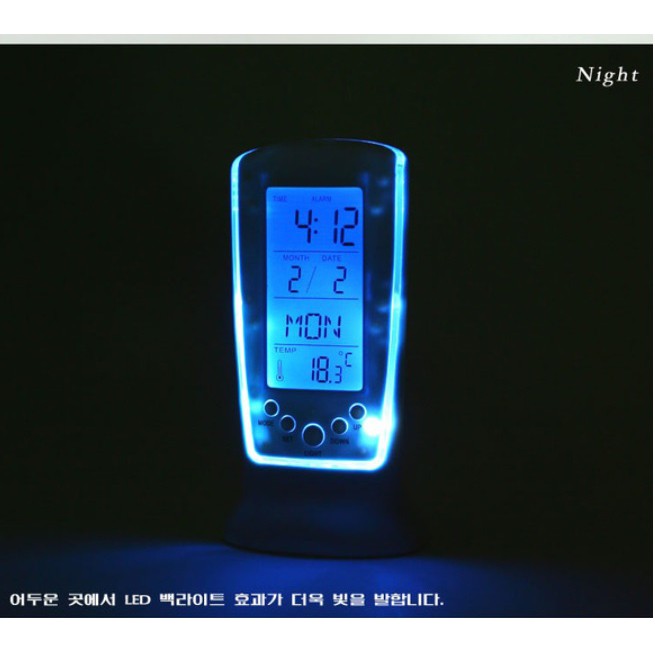 Đồng hồ để bàn - đồng hồ báo thức - có đèn led, có báo thức, có đo nhiệt độ - DHB001