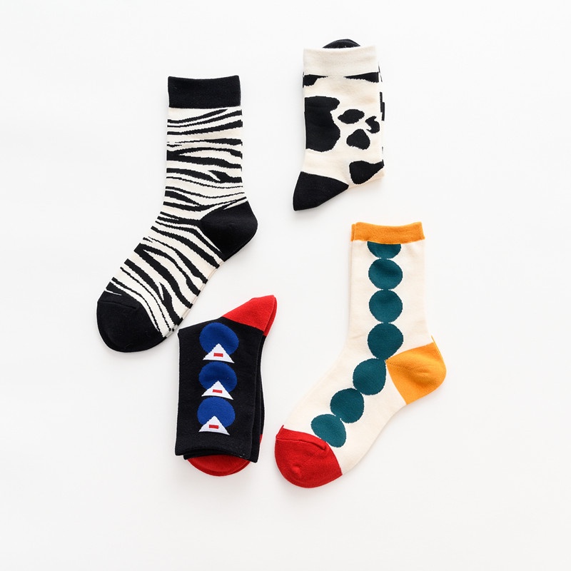 WAFNHA D148 Vớ Lửng Họa Tiết Bò Cá Tính Phong Cách Hàn Quốc Mới