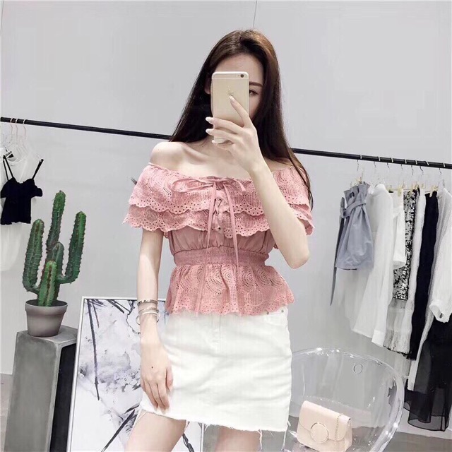 Áo trễ vai đũi thô hàng đẹp Quảng Châu