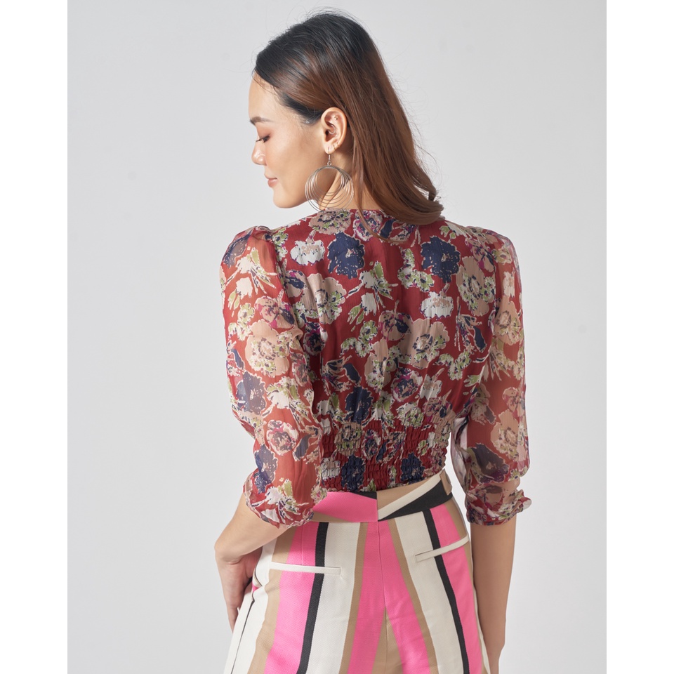 Áo Voan Đỏ Hoa F2 Fashion &amp; Freedom AK461-DH